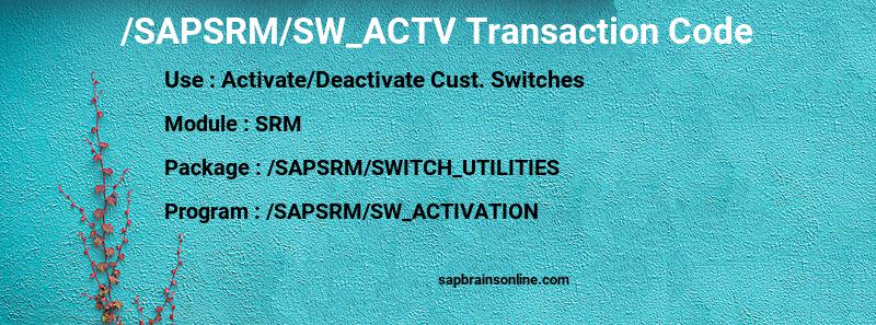 SAP /SAPSRM/SW_ACTV transaction code