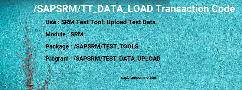 SAP /SAPSRM/TT_DATA_LOAD transaction code