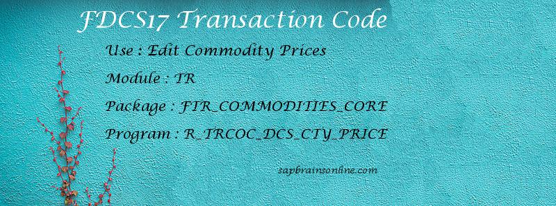 SAP FDCS17 transaction code