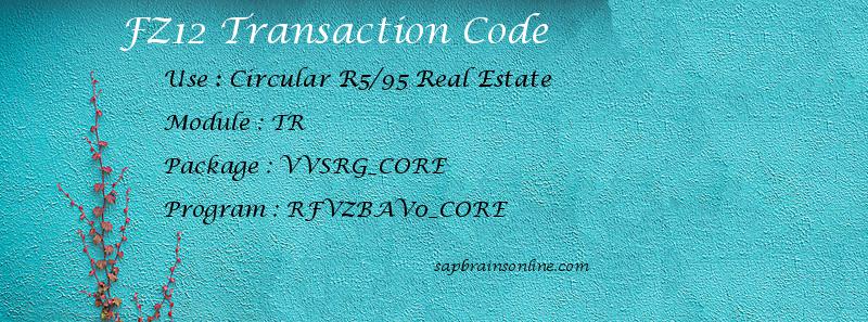 SAP FZ12 transaction code
